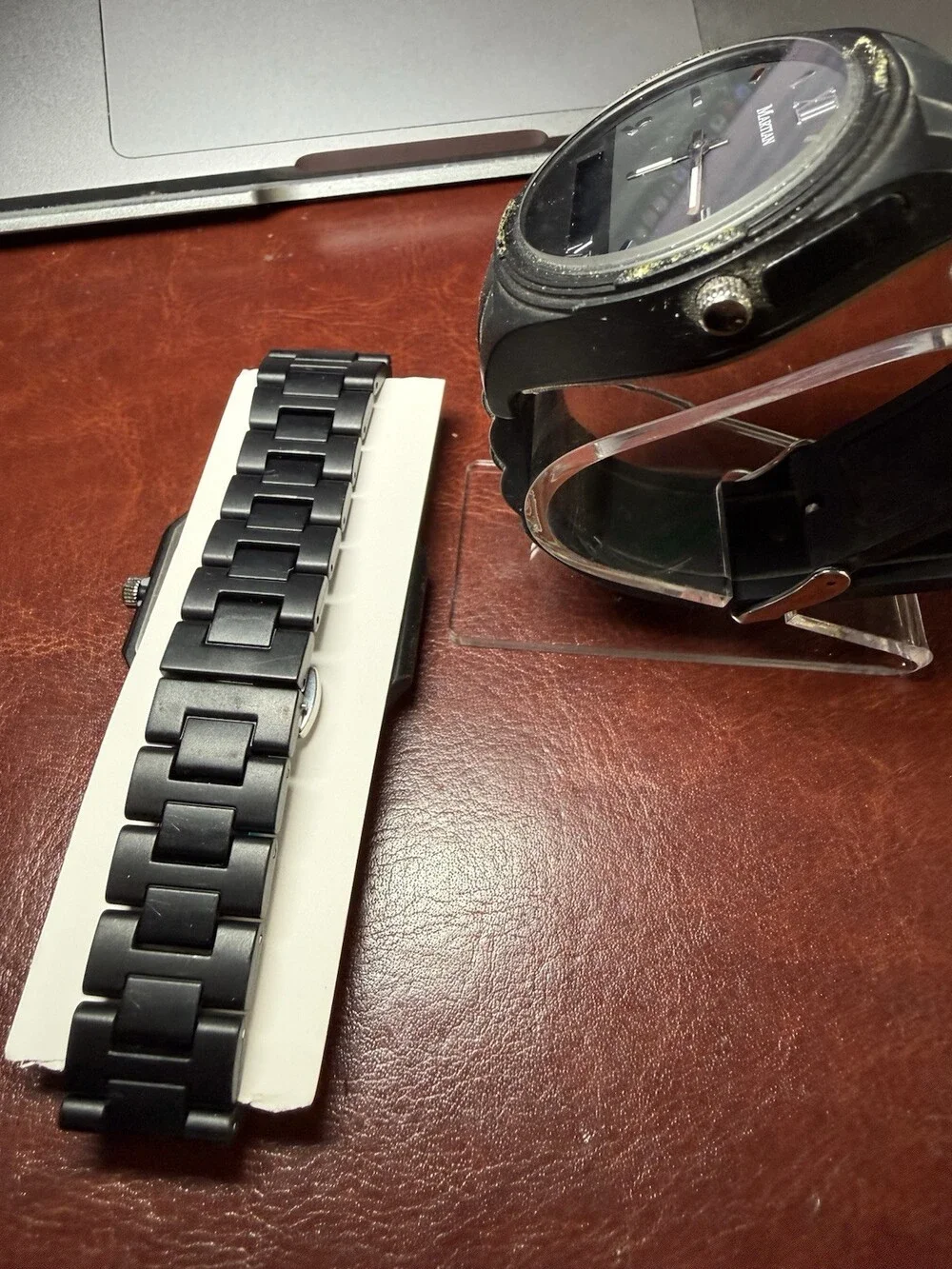 Martian Black Watch + Square Black Watch Lot of 2 Quartz Untested Parts Repair